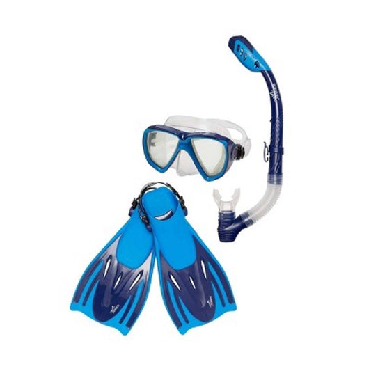 ADULT MSF SNORKEL SET - BLUE/STEEL S/M