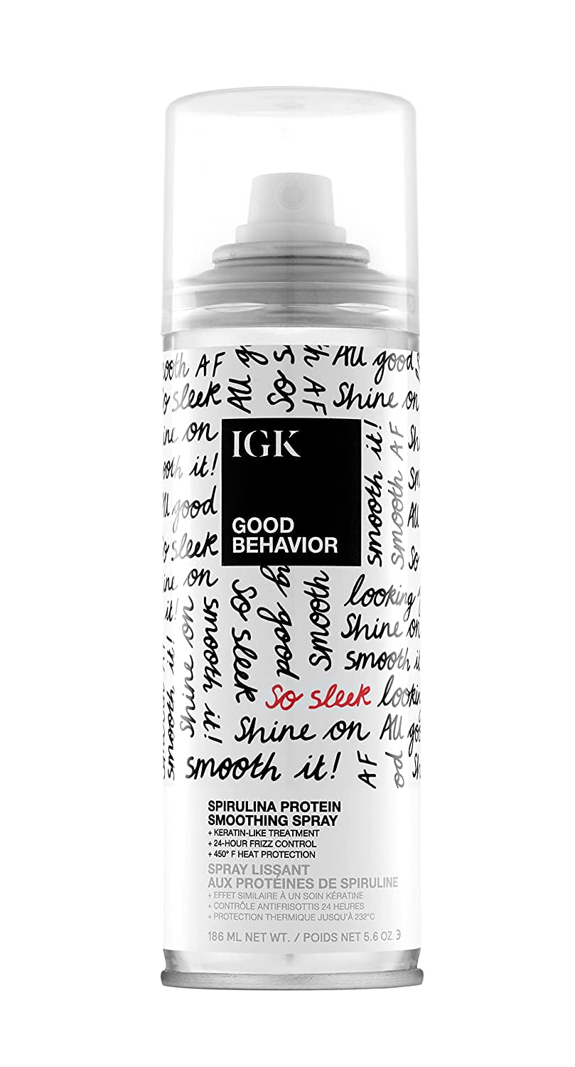 IGK GOOD BEHAVIOR Spirulina Protein Smoothing Spray | Keratin like Treatment + Frizz Control + Heat Protectant | Vegan + Cruelty Free |