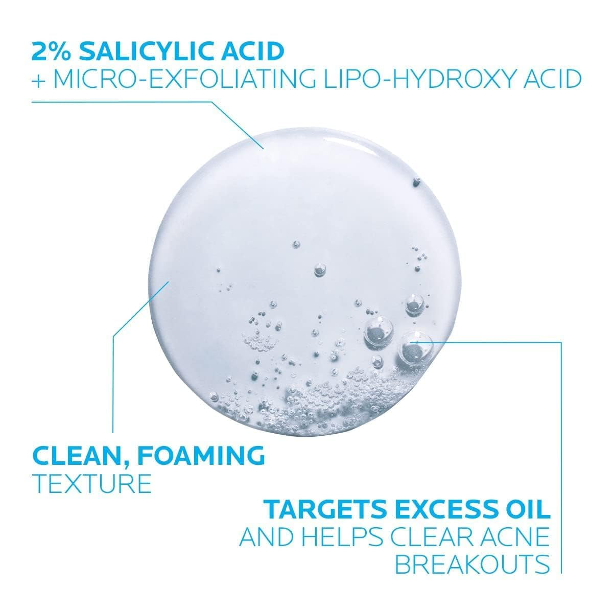 Effaclar Medicated Gel Facial Cleanser, Foaming Acne Face Wash with Salicylic Acid, Helps Clear Acne Breakouts and with Oily Skin Control, Oil Free, Fragrance Free