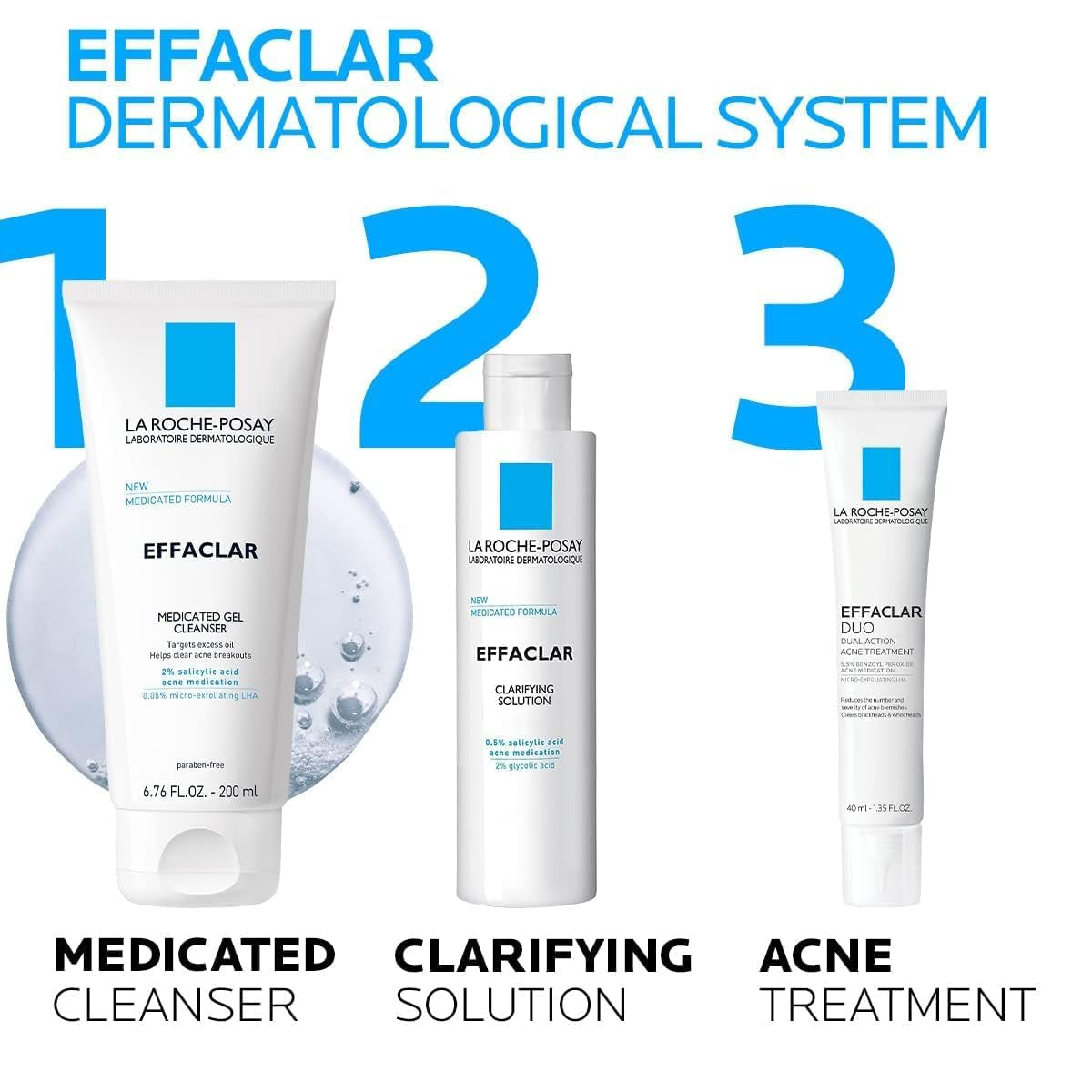 Effaclar Medicated Gel Facial Cleanser, Foaming Acne Face Wash with Salicylic Acid, Helps Clear Acne Breakouts and with Oily Skin Control, Oil Free, Fragrance Free