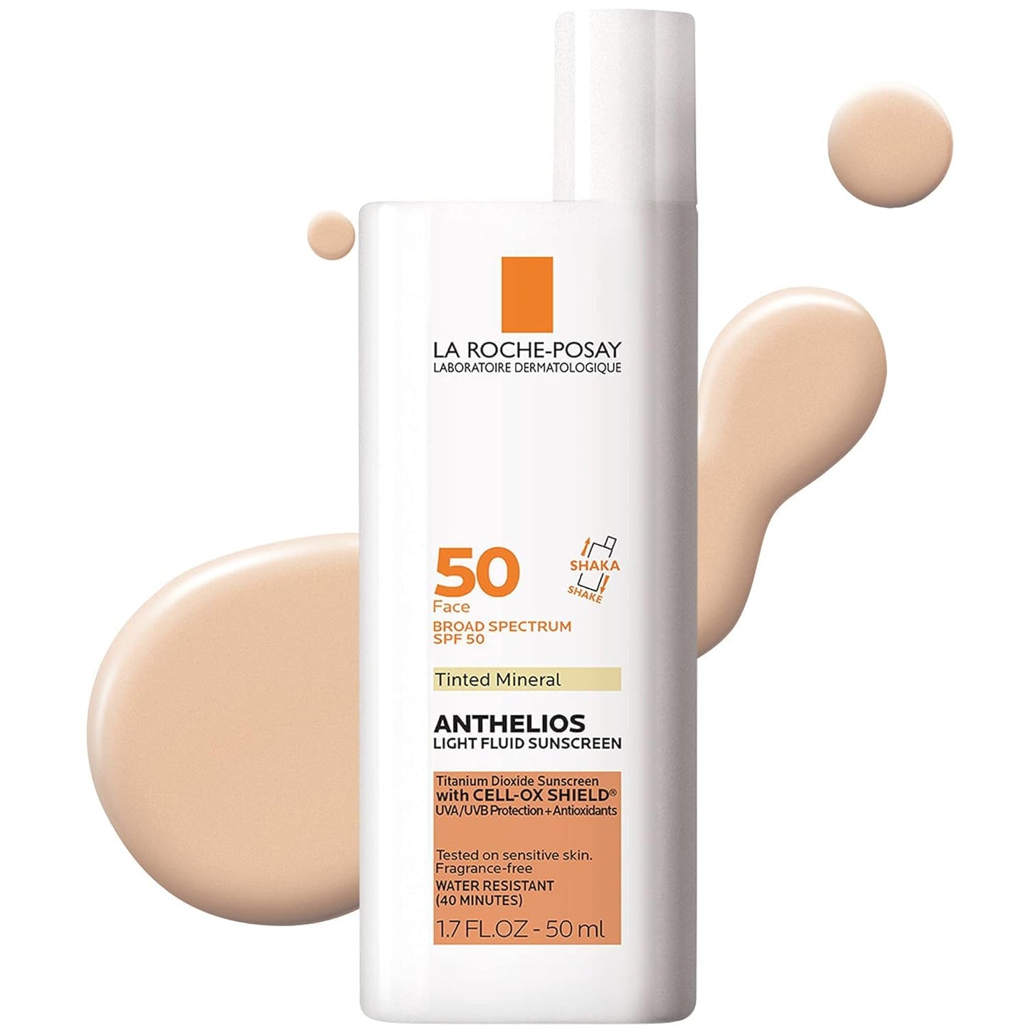 Anthelios Tinted Sunscreen SPF 50 | Ultra-Light Fluid Mineral Sunscreen for Face with Titanium Dioxide | Sensitive-Skin Tested | Oil-Free | Travel Size Sunscreen 1.7 Fl Oz