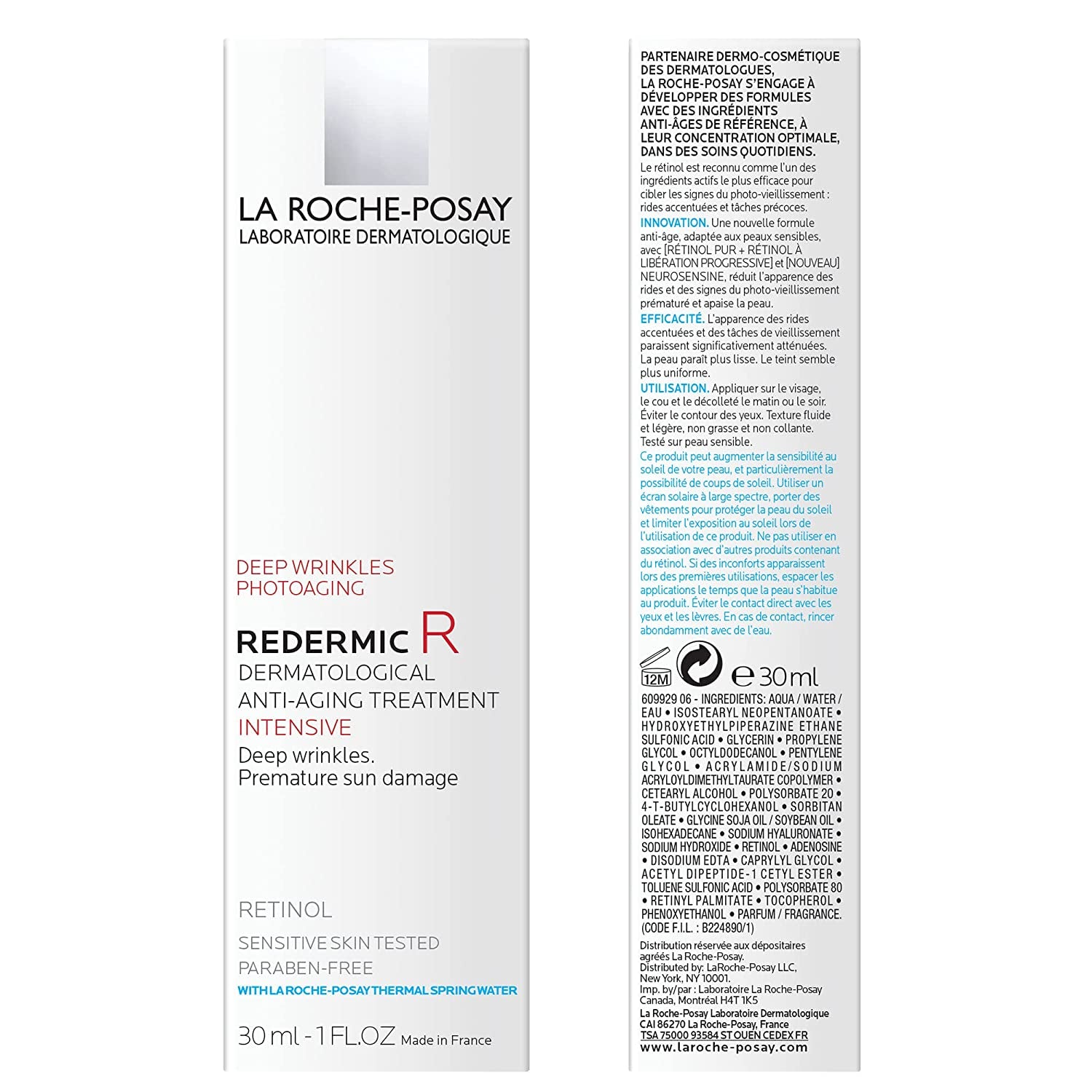 La Roche-Posay Redermic R anti Aging Retinol Cream, Reduces Wrinkles, Fine Lines, and Age Spots with Pure Retinol Face Cream, 1 Fl Oz