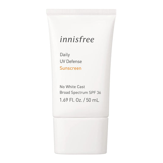 Innisfree Daily UV Defense Broad Spectrum SPF 36 Invisible Sunscreen: Hydrating, Soothing, No White-Cast, TSA Friendly