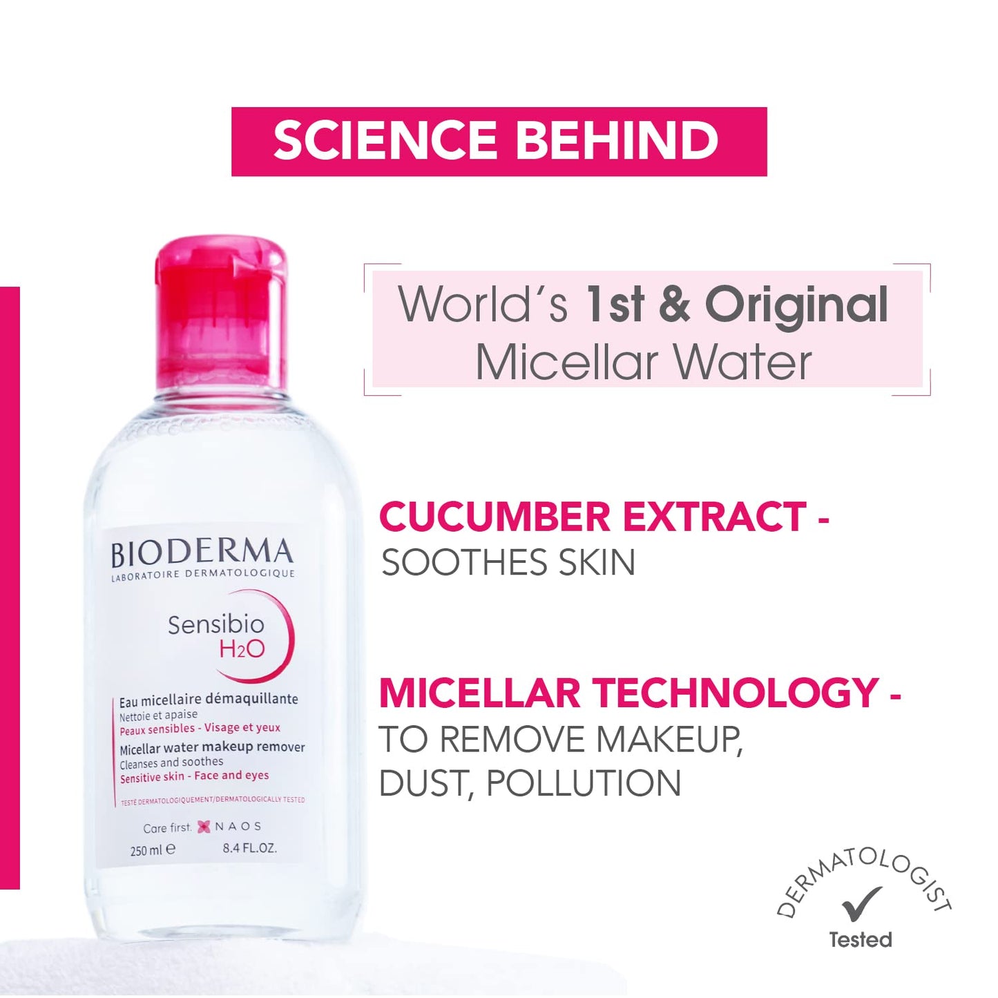 - Sensibio - H2O Micellar Water - Makeup Remover Cleanser - Face Cleanser for Sensitive Skin