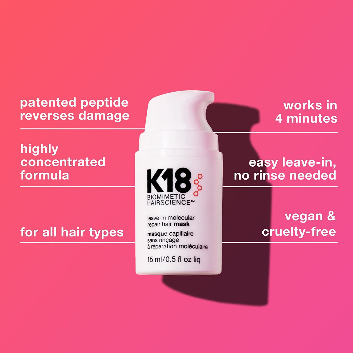 Leave-In Repair Hair Mask Treatment to Repair Dry or Damaged Hair - 4 Minutes to Reverse Hair Damage from Bleach, Color, Chemical Services and Heat