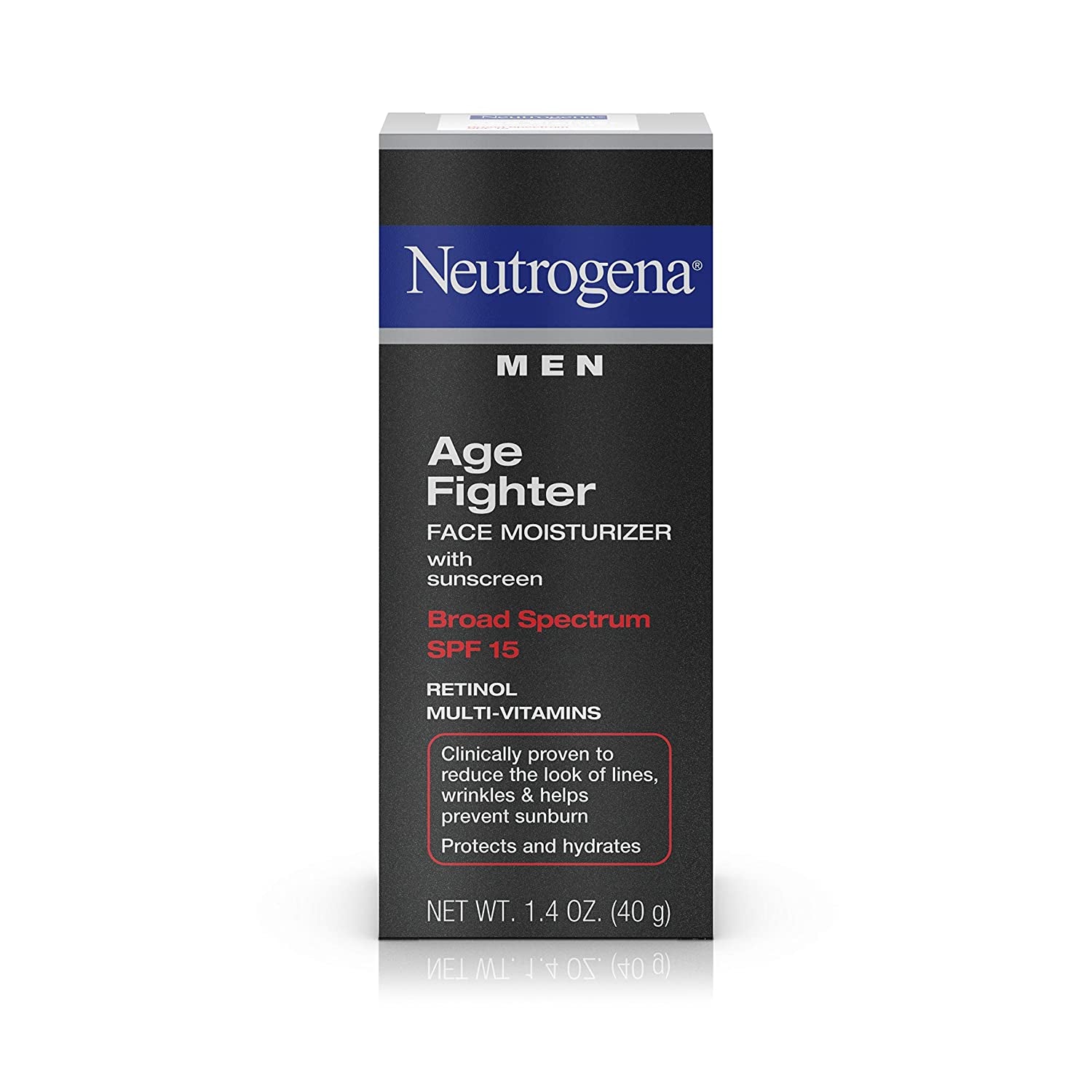 Age Fighter Anti-Wrinkle Retinol Moisturizer for Men, Daily Oil-Free Anti-Aging Face Lotion with Retinol, Multi-Vitamins, and Broad Spectrum SPF 15 Sunscreen, 1.4 Oz