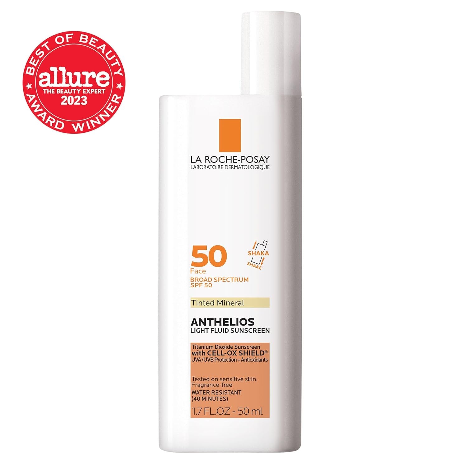 Anthelios Tinted Sunscreen SPF 50 | Ultra-Light Fluid Mineral Sunscreen for Face with Titanium Dioxide | Sensitive-Skin Tested | Oil-Free | Travel Size Sunscreen 1.7 Fl Oz